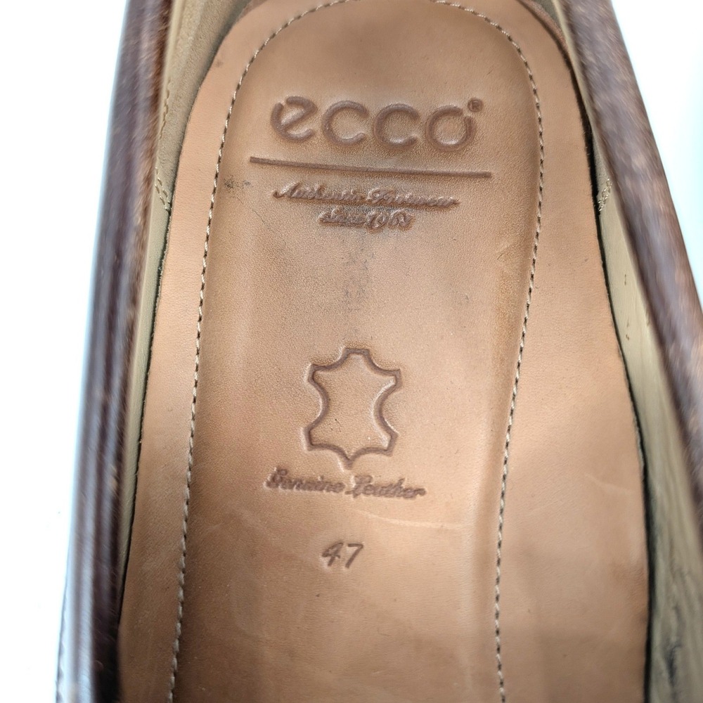 ECCO Men's Brown Leather Driving Loafers Slip On Moc Toe Shoes Size 47 - Picture 7 of 8